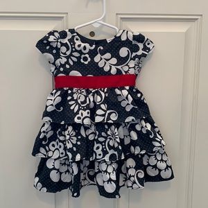 Carter’s, Super Cute Black & White Dress w/a Touch of Red, Layered Skirt, 9-12M